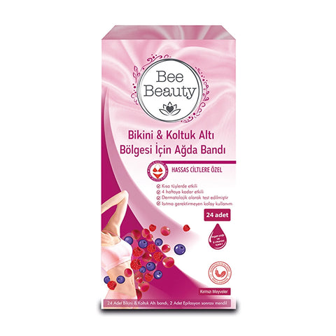 Bee Beauty Bikini & Under Arms Wax Strips for Stubborn Hair 24 Pieces